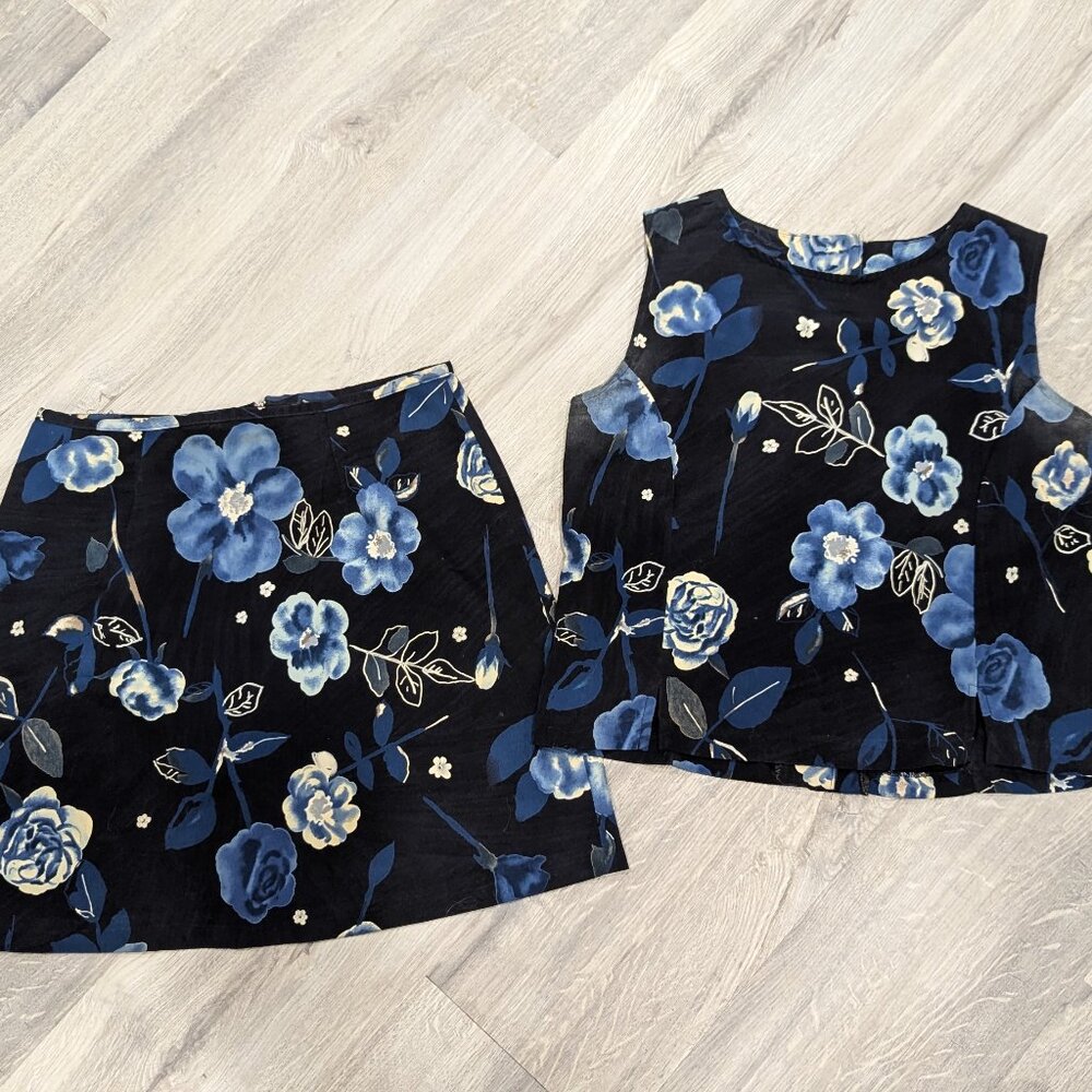 Two-piece Floral Set (Top & Skirt)